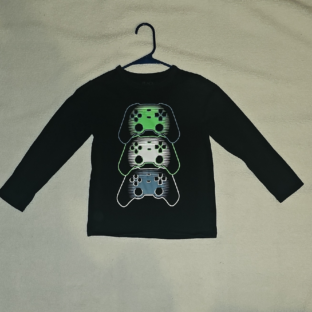 The Children's Place Black Shirt with Gaming Controllers